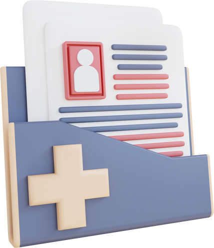 3d illustration of patient health data folder